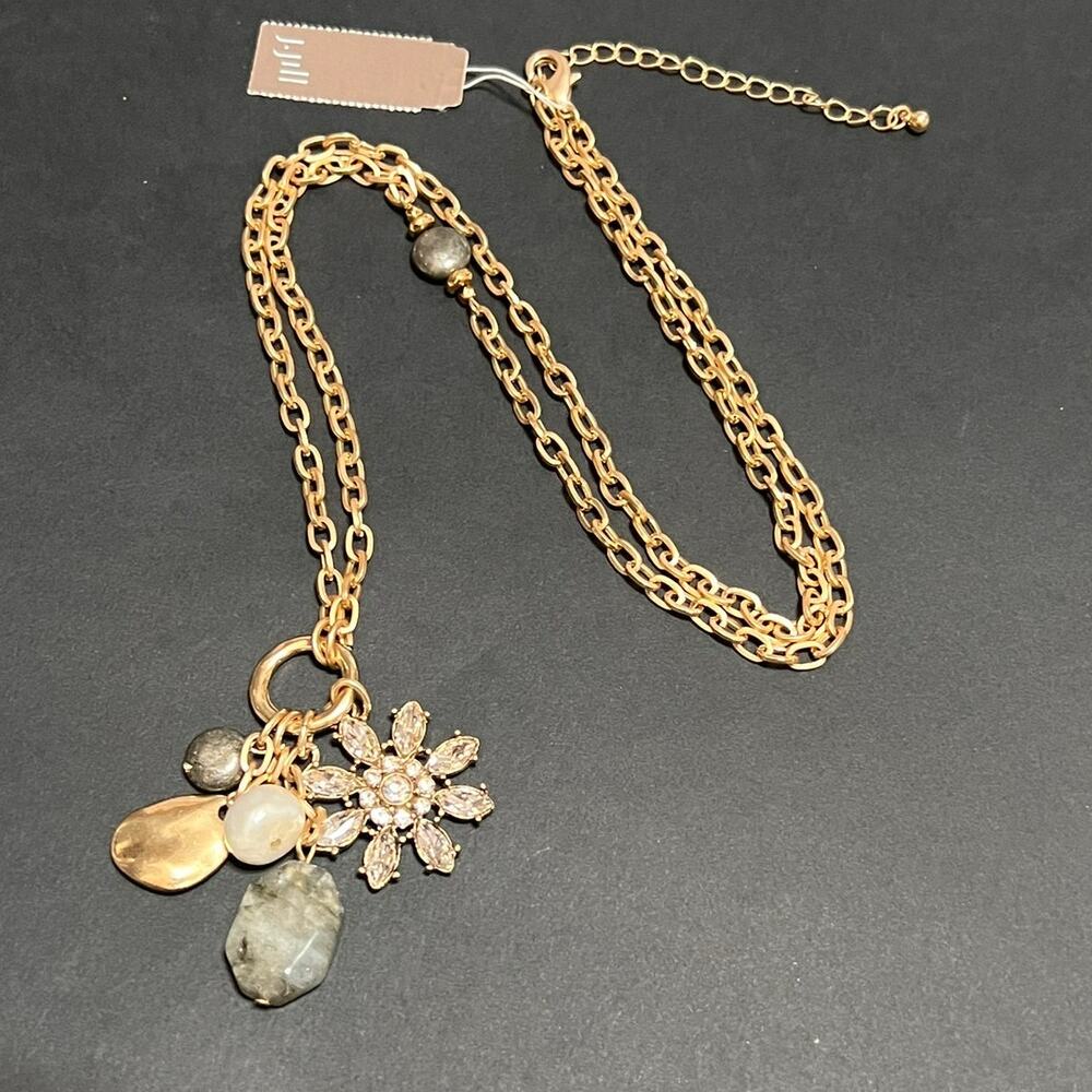 J. Jill Crystalized Flower Cluster Necklace In Goldtone Multi NWT